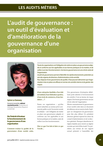 N°210 - juin 2012 Comment l'audit interne peut-il contribuer à la valeur ajoutée des organisations ? page 29
