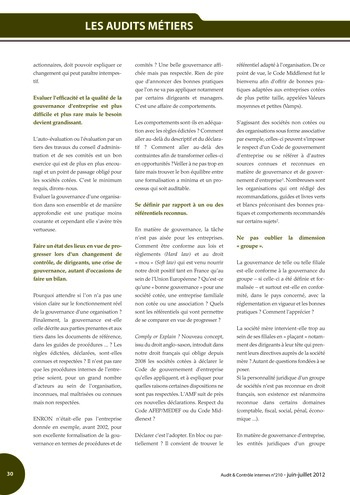 N°210 - juin 2012 Comment l'audit interne peut-il contribuer à la valeur ajoutée des organisations ? page 30