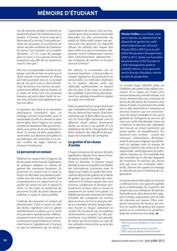 N°210 - juin 2012 Comment l'audit interne peut-il contribuer à la valeur ajoutée des organisations ? page 34