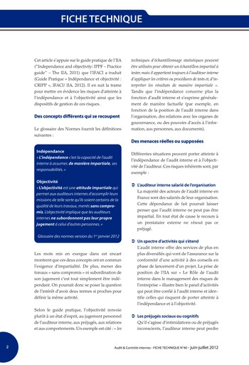 N°210 - juin 2012 Comment l'audit interne peut-il contribuer à la valeur ajoutée des organisations ? page 42