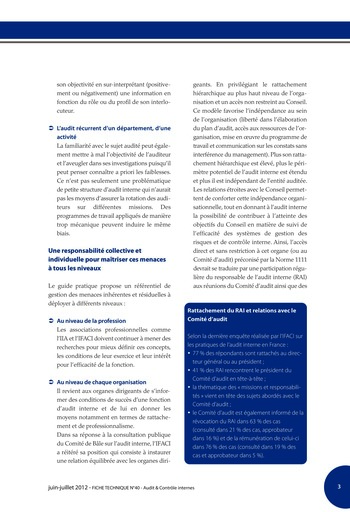 N°210 - juin 2012 Comment l'audit interne peut-il contribuer à la valeur ajoutée des organisations ? page 43