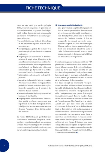 N°210 - juin 2012 Comment l'audit interne peut-il contribuer à la valeur ajoutée des organisations ? page 45