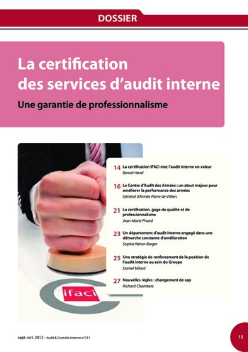 N°211 - sept 2012 La certification des services d'audit interne page 13