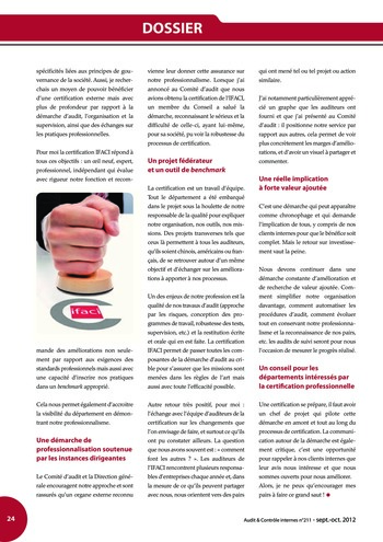 N°211 - sept 2012 La certification des services d'audit interne page 24