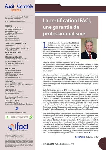 N°211 - sept 2012 La certification des services d'audit interne page 3