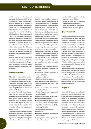 N°211 - sept 2012 La certification des services d'audit interne page 30