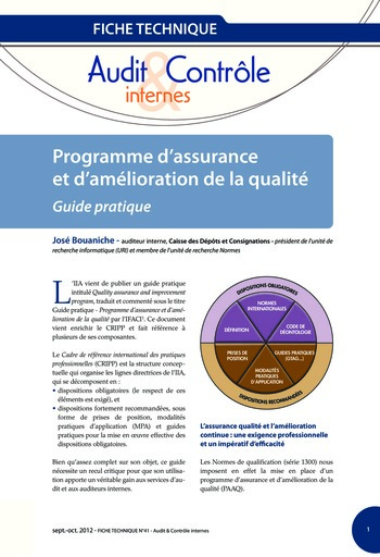 N°211 - sept 2012 La certification des services d'audit interne page 41