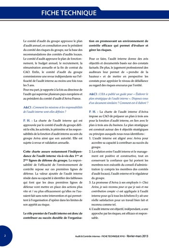 N°213 - fév 2013 L’audit interne en période de crise, sa valeur ajoutée, son évolution dans l’organisation page 42
