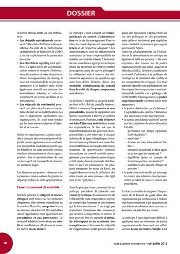 N°215 - juil 2013 Le nouveau COSO : La mise en œuvre d’un dispositif de contrôle interne pertinent page 18