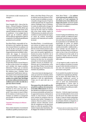 N°216 - sept 2013 Le rôle de l’audit interne dans la prise de décision page 15
