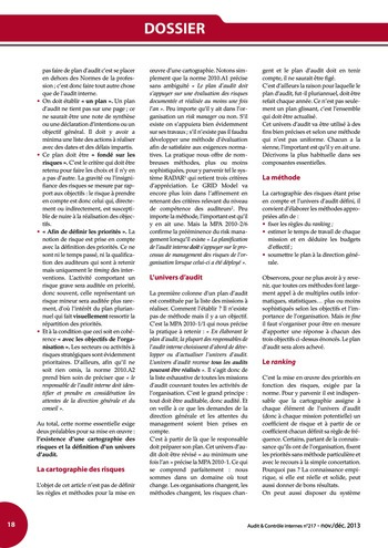 N°217 - déc 2013 Les fondamentaux de l’audit : de la réflexion à la mise en place d’un plan d’audit page 18
