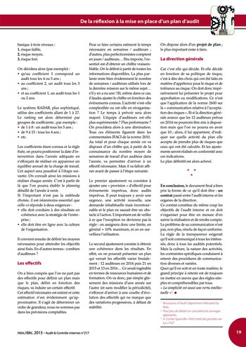 N°217 - déc 2013 Les fondamentaux de l’audit : de la réflexion à la mise en place d’un plan d’audit page 19