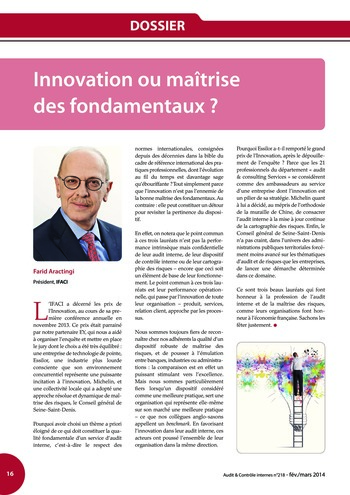 N°218 - fév 2014 Innovation : outils, approches, missions, gestion des risques ... page 16