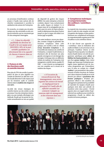 N°218 - fév 2014 Innovation : outils, approches, missions, gestion des risques ... page 19