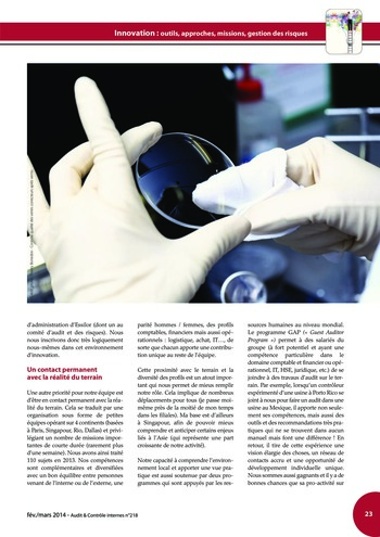 N°218 - fév 2014 Innovation : outils, approches, missions, gestion des risques ... page 23