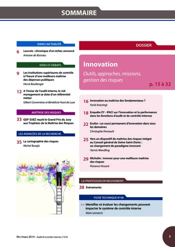 N°218 - fév 2014 Innovation : outils, approches, missions, gestion des risques ... page 5