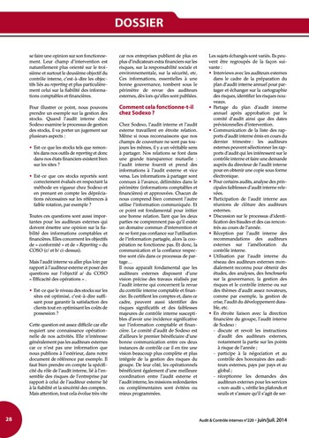 N°220 - juin 2014 Audit interne / audit externe / prestataires de services page 28