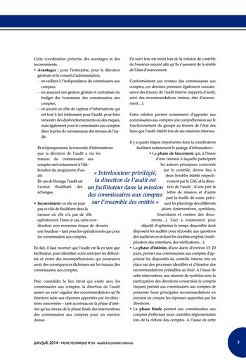 N°220 - juin 2014 Audit interne / audit externe / prestataires de services page 43