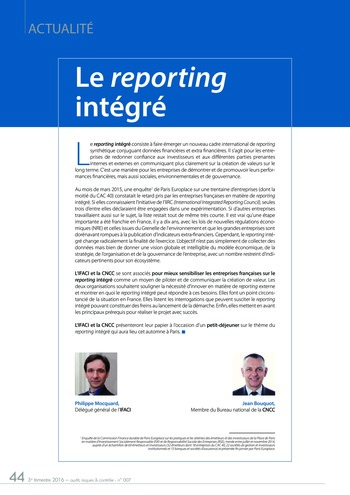 N°007 - juil 2016 L’audit interne et le développement durable / integrated reporting page 44