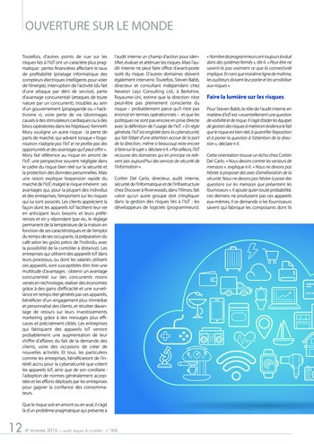 N°008 - déc 2016 L’audit interne et le numérique (dématérialisation, outils connectés, cloud …) page 12