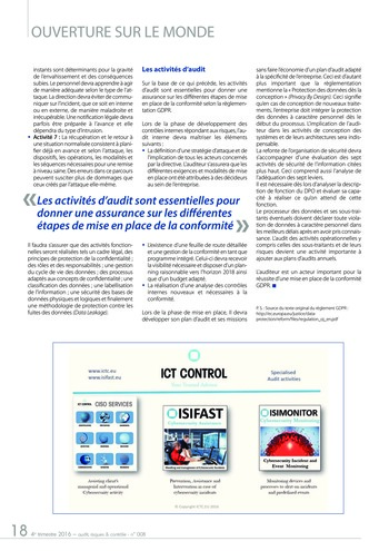 N°008 - déc 2016 L’audit interne et le numérique (dématérialisation, outils connectés, cloud …) page 18