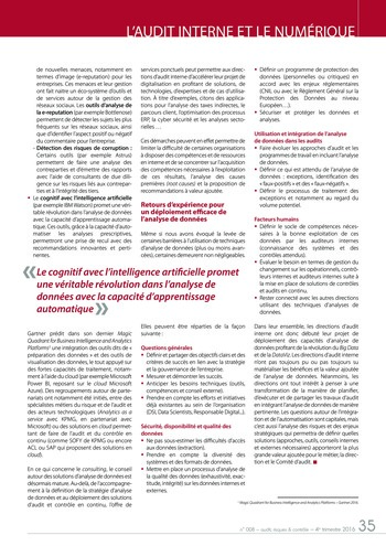 N°008 - déc 2016 L’audit interne et le numérique (dématérialisation, outils connectés, cloud …) page 35