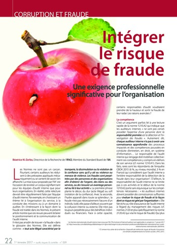 N°009 - mar 2017 Fraude et corruption (marchés publics, loi Sapin 2 et donneurs d’alerte …) page 22