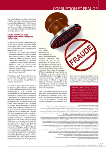 N°009 - mar 2017 Fraude et corruption (marchés publics, loi Sapin 2 et donneurs d’alerte …) page 27
