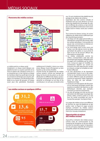 N°010 - juin 2017 Médias sociaux : enjeu pour l’audit interne (maîtrise des risques liés aux médias sociaux, en particulier réputation) page 24
