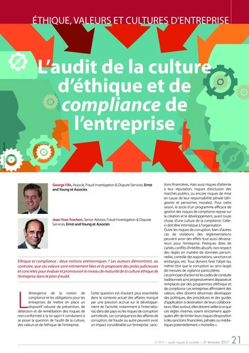 N°011 - sept 2017 Audit de l’éthique, des valeurs et de la culture d’entreprise page 21