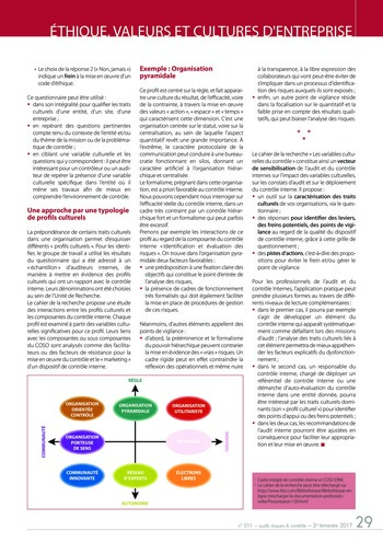 N°011 - sept 2017 Audit de l’éthique, des valeurs et de la culture d’entreprise page 29
