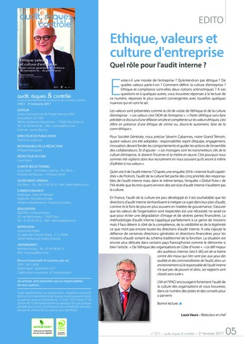 N°011 - sept 2017 Audit de l’éthique, des valeurs et de la culture d’entreprise page 5