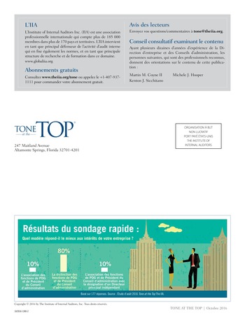 Tone at the top 79 - La roulette en matière de réglementation ? De meilleures propositions pour gérer le risque de non-conformité / oct 2016 page 4
