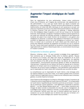 Perspectives internationales - Augmenter l’impact stratégique de l’audit interne page 6