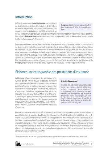 Coordination et utilisation d’autres travaux d’assurance - Élaborer une cartographie des prestations d’assurance page 5