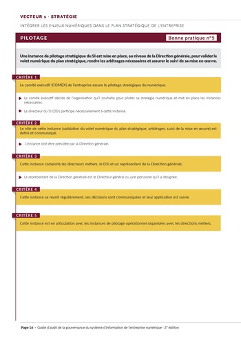 Guide d'audit de la gouvernance du Système d'Information de l'entreprise numérique - 2ème édition page 18