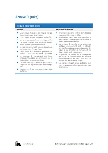 Evaluation du processus de management des risques page 28