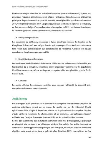Prix Olivier Lemant 2019 - Guide d'audit relatif à la lutte anti-corruption page 155