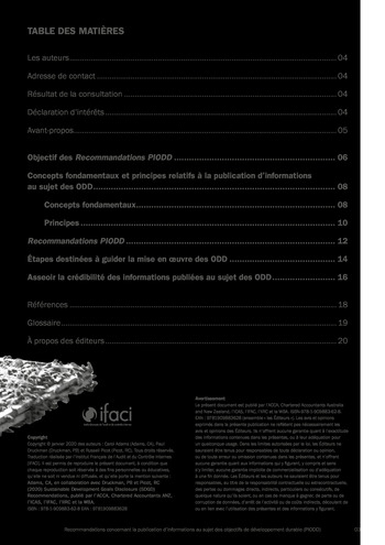Recommandations concernant la publication d’informations au sujet des objectifs de développement durable (PIODD) / ACCA, Chartered Accountants ANZ, ICAS, IFAC, IIRC et WBA page 3