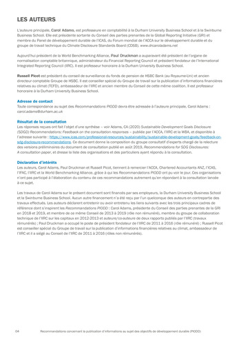 Recommandations concernant la publication d’informations au sujet des objectifs de développement durable (PIODD) / ACCA, Chartered Accountants ANZ, ICAS, IFAC, IIRC et WBA page 4