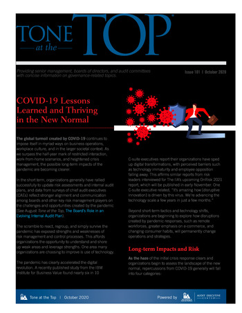 Tone at the top 101 - COVID-19 Lessons Learned and Thriving in the New Normal - Octobre 2020 page 1