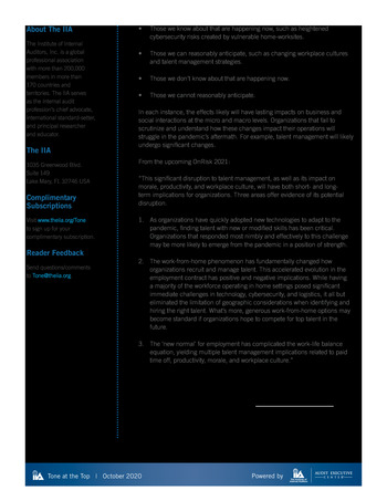 Tone at the top 101 - COVID-19 Lessons Learned and Thriving in the New Normal - Octobre 2020 page 2