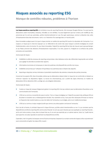 Perspectives Internationales - Panorama des risques ESG page 23