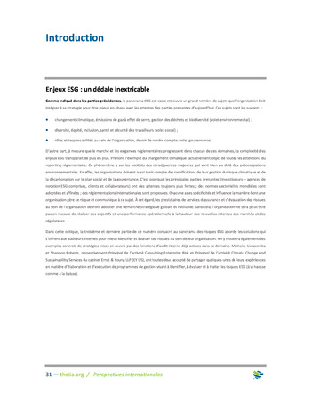 Perspectives Internationales - Panorama des risques ESG page 31