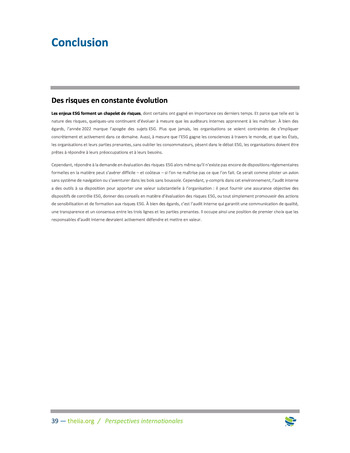 Perspectives Internationales - Panorama des risques ESG page 39
