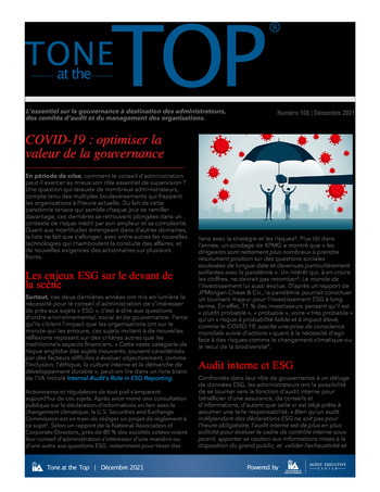 Décembre-2021-Tone-At-The-Top-n°-108-COVID-19-optimiser-la-valeur-de-la-gouvernance page 1